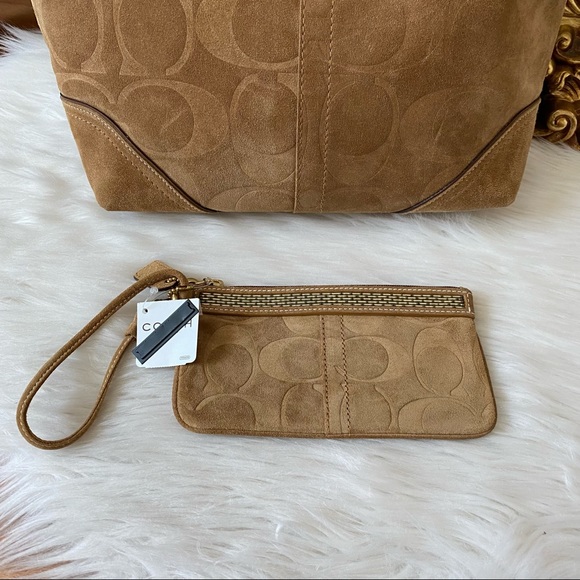 Coach Signature Beaded Leather Suede Tote Bag - Picture 7 of 16